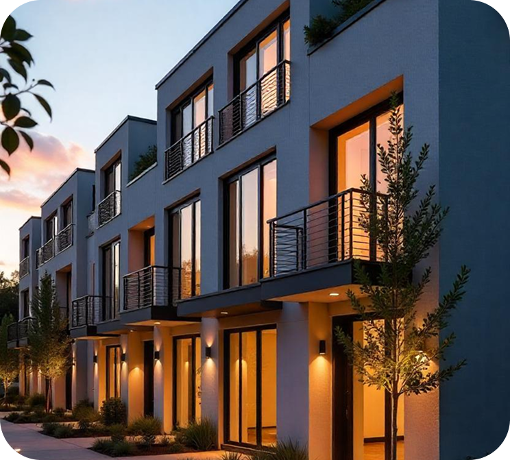 Modern townhouses with contemporary architecture